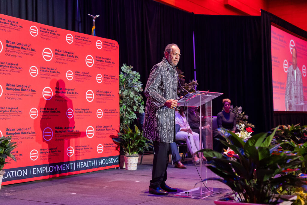 Tim Reid accepting the E.L. Hamm Lifetime Achievement Award at the 41st Annual MLK Community Leaders Awards on January 16, 2025.